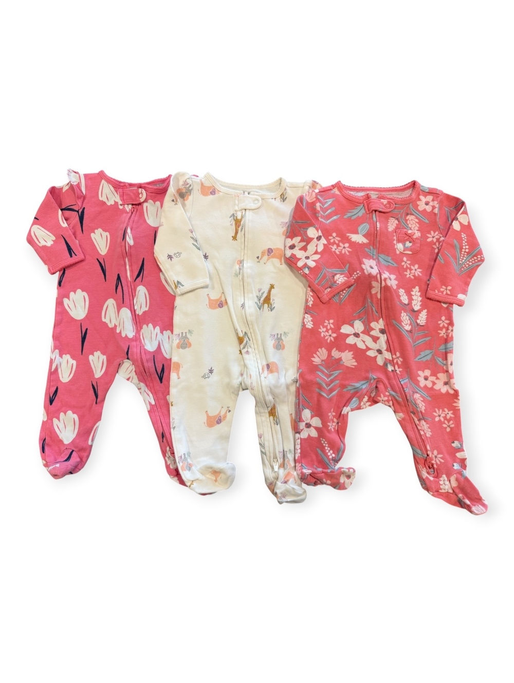 Carter's Baby Girls 3-Pack 2-Way Zipper Footed Pajamas Sleepers 6 Months